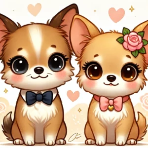 チワワの男の子と女の子のイラスト